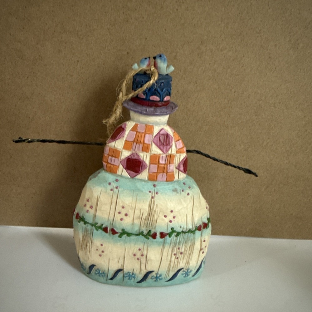 Vintage Jim Shore Heartwood Creek 2003 Snowman with Birds Christmas Ornament - Picture 3 of 4